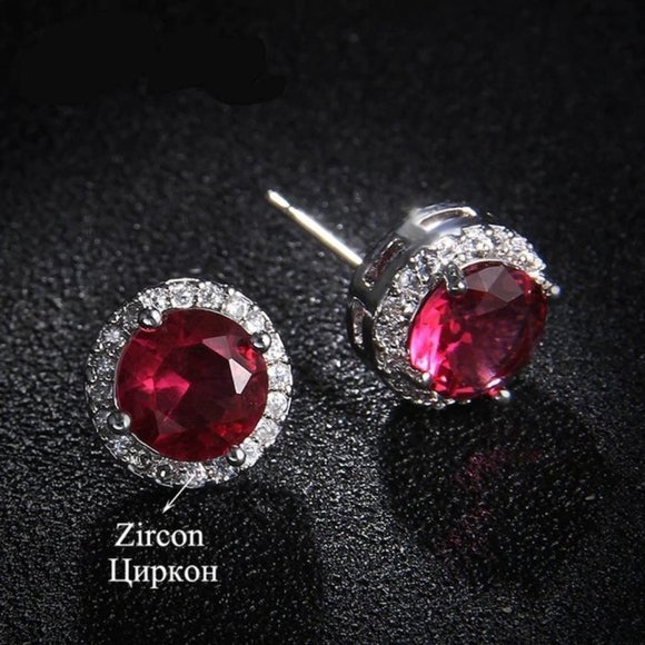 🎀926 Silver Plated CZ Classic Stud Earrings for Women, UNVN12443 - Picture 1 of 2